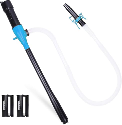 Lquild Transferpumpe, batteriebetriebene tragbare Pumpe für Benzin Diesel Kraftstoff Fluid Öl Kerosin, bis zu 9L pro Minute,mit verlängertem Schlauch (Long Hose & Fixed Nozzle)