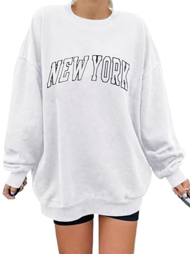 Image of Langwyqu Women's Oversized Sweatshirt Los Angeles California Crewneck Long Sleeve Casual Loose Pullover Tops