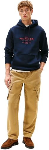 Tommy Hilfiger Herren Hoodie Oval Graphic mit Logo, Blau (Desert Sky), XS 4