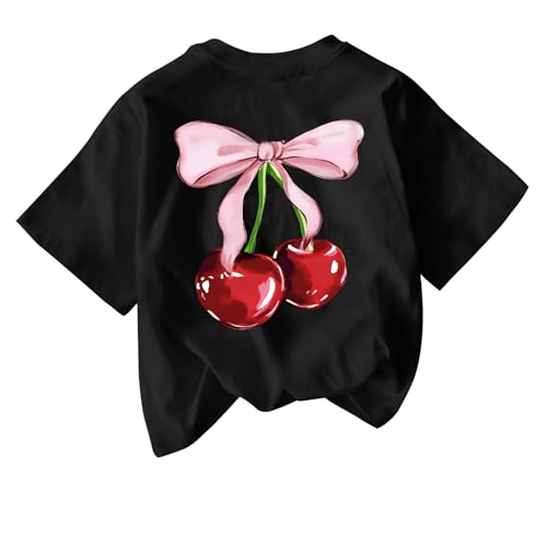Retro-Inspired Summer Outfits for Girls 6 Cherry Print Short-Sleeve Tee