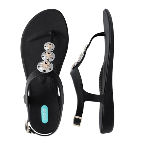 Oka-B Women's Carson Callie Gold Sand Dollar Thong T-Strap Sandal