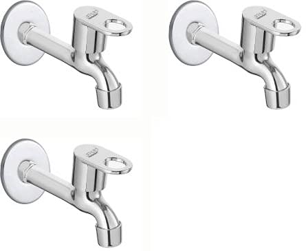 SPAZIO Stainless Steel MAX Collection Long Body Bib Cock Tap Bathroom Tap Foam Flow Water with Wall Flange, Chrome Plated, Brass Disc, Pack of 3 (B09GB2R5JQ) Amazon Price History, Amazon Price Tracker