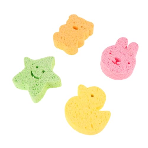 DRESSOOS かわいい形のベビーバススポンジ 幼児用シャワースポンジ 赤ちゃんのデリケートな肌に優しい 4個パック