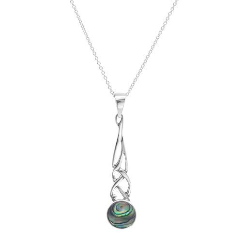 Pendentif en forme de larme celtique argent 925 femme avec nacre d'ormeau paua