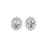 Pendiente de piedra preciosa de topacio azul chapado en rosa para mujer, joyería fina de promesa de boda