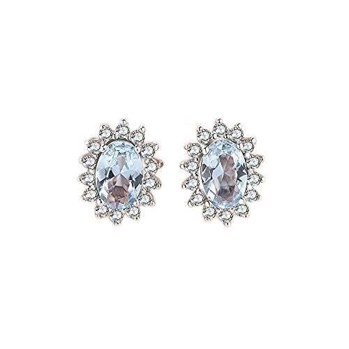 Boucles d'oreilles topaze bleue en plaqué or rose pour vos soirées