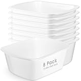 Honeydak 8 Pack Wash Basins Plastic Wash Tub White 7 Quart Graduated Buckets Rectangular Plastic Hospital Bedside Soaking Tub Washing Basin for Cleaning Foot Bath Washing Dishes Face Cleansing