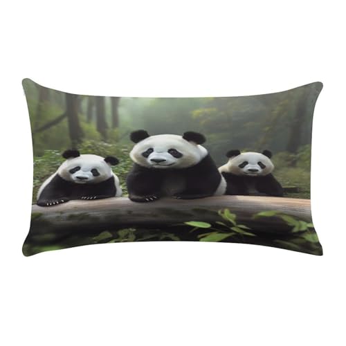 Funda de almohada lumbar de panda para sofás incomodos hecha en felpa rectangular de lujo 2