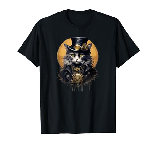 Gato Steampunk - muerte muerta grunge goth Cats - Steam Punk Camiseta