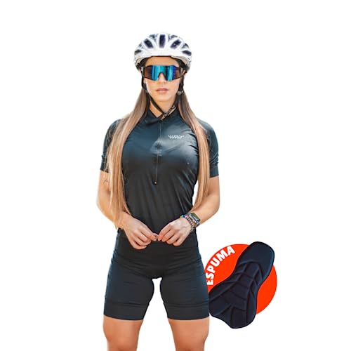 Kit de Ciclismo Feminino Camisa e Bermuda Com Forro em Espuma
