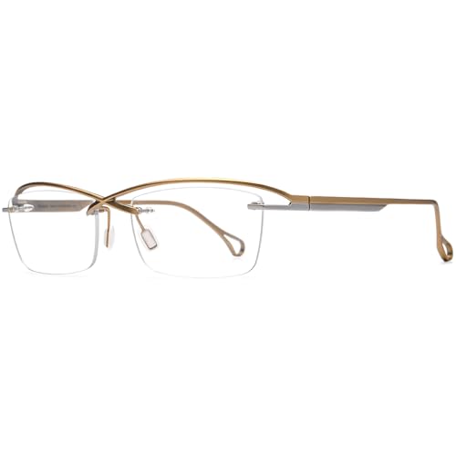 Image of FONEX Pure Titanium Glasses Frame Men Semi Rimless Square Eyeglasses Eyewear DTX416