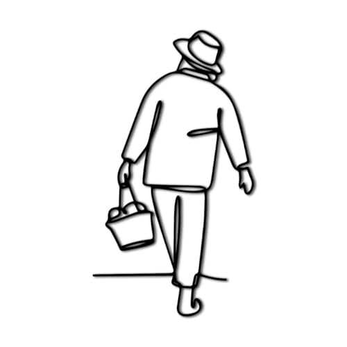 Walking Man Line Art Metal Wall Art Metal Outdoor Decor Metal Signs Minimalist Aesthetic Artwork Elegant Home Decor Wall Decoration for Living Room Office Apartment (Black,20inch)