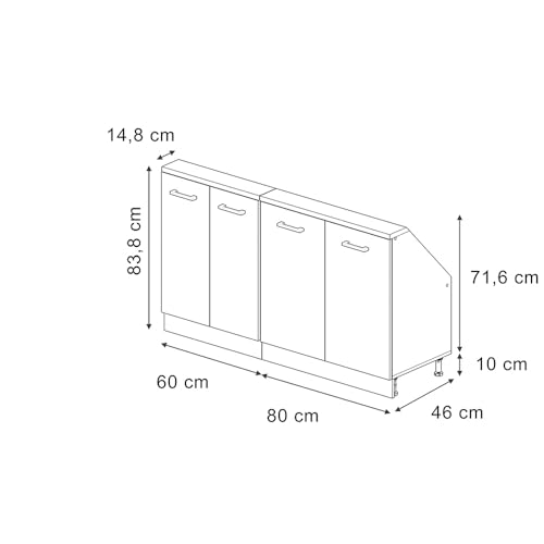 Vicco Set Di Mobili Sottotetto Rion, Antracite Lucido/Antracite, Set Di 2 - 3