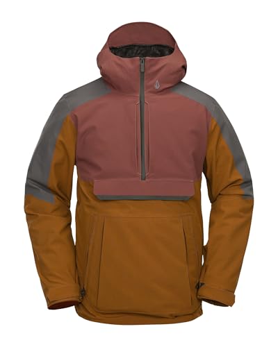 Volcom Men's Brighton Pullover Anarok Hooded Snowboard Jacket, Caramel S5