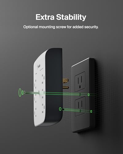 Belkin 6-Outlet Wall Surge Protector w/ 2 USB-A Ports, Wall-Mountable Surge Protector for Home, Office, Travel, Computer Desktop, Laptop, Phone Charger, & More - 900 Joules of Protection - Thumbnail 6