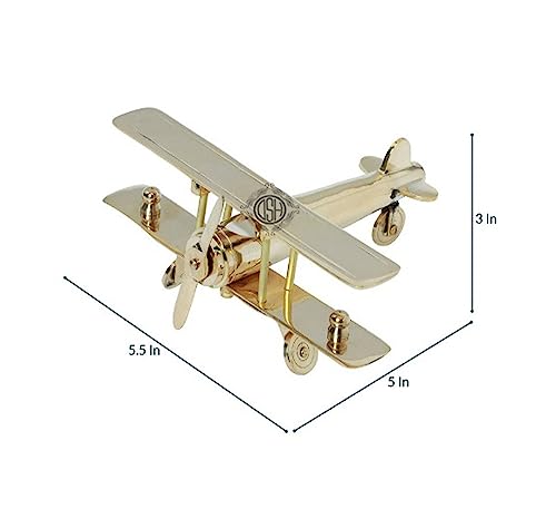 Image of DSH CRAFTING YOUR CURIOSITY Brass Jet Plane Vintage Aeroplane Table Top Decorative Showpiece Miniature Statue Home Interior Decor Item Gift (Medium)