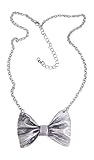 Adorable New Silver Tone Bow Tie Bowtie Necklace Retro Look
