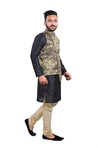 Image of Sadree Silk Men's Kurta Pajama Waistcoat or Nehru Jacket Set