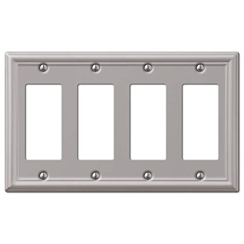 Image of Amerelle 149R4BN Chelsea Steel Quad Rocker-GFCI Wallplate, Brushed Nickel