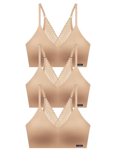 Image of Livona Lace Bralette for Women - Comfort Sports Bra Wireless Padded Bralette with Support Workout Tops Cami Crop S-XXL