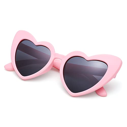 COASION Kids Polarized Heart Girls Sunglasses for Toddler Bendable Sunglasses Shades Age 2-8 (Pink)