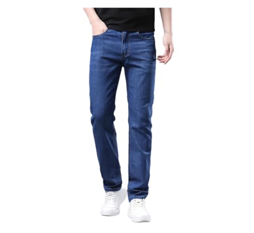Men's Denim Pants Business Style Elastic Regular Fit Straight Leg Business Casual All Season Jeans