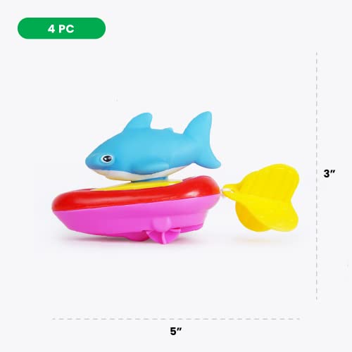 Boley Pull String Bath Surfers - 4 Pk Floating Animal Bath Toys For Toddlers - Ages 3+ #TOP4