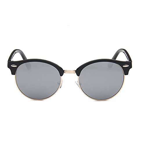 Image of AUGEN By Visions India Retro Vintage Round Abstract Unisex Sunglasses UV400 Protected Medium Size (Silver, 122)