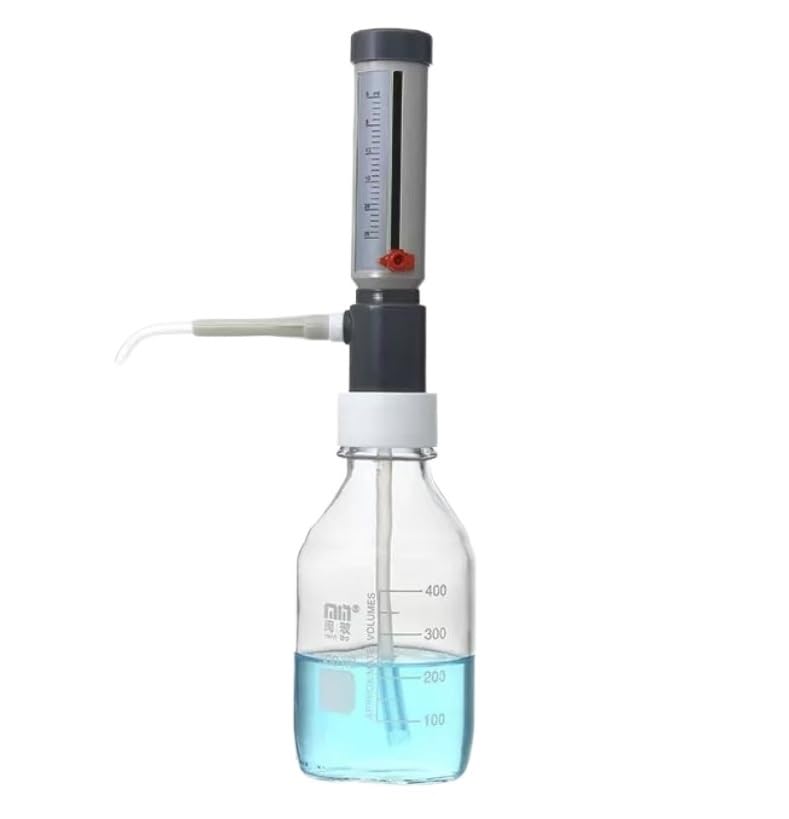 Lab Bottle Top Dispenser Economic Dispenser Sleeve Type 5-25 ml Adjustable Liquid Adder Semi-Automatic Liquid Dispenser(with Clear Bottle0.5)