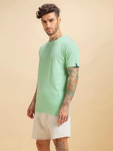 Image of Bewakoof Men's 100% Cotton Solid Regular Fit Half Sleeve Round Neck T-Shirt | Tshirt for Men Cotton| Casual Wear | Street Wear