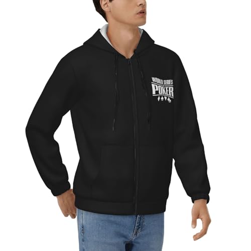 World Series of Poker Hoodies for Men's Zipper Hooded Sweatshirt Black2