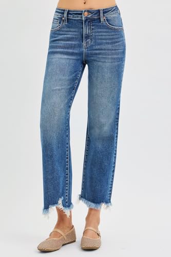 Dreamkue-Risen Women's High Rise Cropped Straight Leg Jeans4
