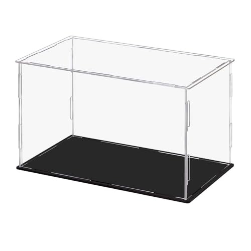 Vitrina de acrílico,Vitrina,acrílico Transparente con Base Negra,Caja de Trabajo para Figuras Pop Los Juguetes coleccionables Necesitan Quitar la película Protectora (9.84x3.9x6 Pulgadas: 25x10x15cm)