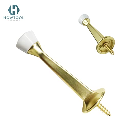 Door Stops 3 Inch Rigid Wall Mounted With Rubber Tip Champagne Brass, 5 Pack | Howtool #TOP1