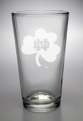 Notre Dame Fighting Irish Shamrock Deep Etched Pub Pint Glass
