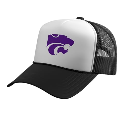 Kansas State Wildcats | Official NCAA University | MMKST06 Trucker Hat with Adjustable Mesh Back, Black/White