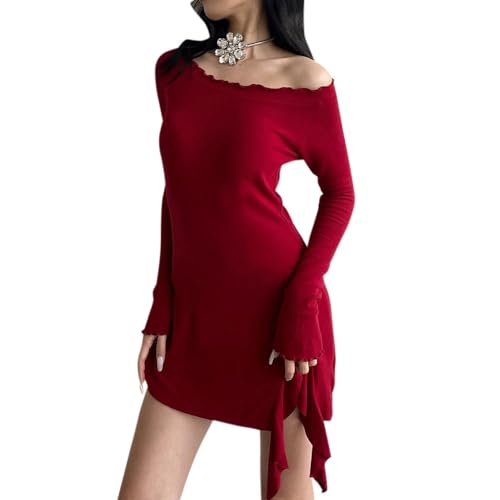 313NKMyNeuL - Mini Vestido Elegante Mujer Manga Larga Vestido de Bodycon Sexy Vestidos de Fiesta Elegantes Casual Invierno Slim Fit Vestidos Cortos