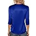 Satin Tops for Women Dressy Silk Blouses for Women Dressy Elegant Crew Neck Slim Fit 3/4 Length Sleeve Basic Dressy Fashion Spring Three Quarter Sleeve Oversized Tshirts Plus Size Outfits Blue XL