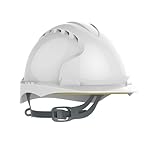 JSP EVO2 Safety Helmet Hard Hat - Vented - White - Slip Ratchet Adjustment - Adjustable Precision Fit Harness - Lightweight - For Construction, Building, Civil Engineering & Industry - EN397