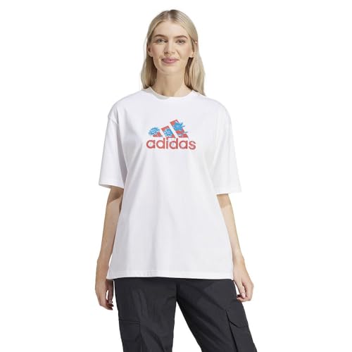 Adidas Damen Flower Pack Badge of Sport Tee, Non-Dyed, L – Ansicht 1