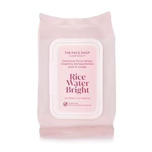The Face Shop Rice Water Bright Cleansing Facial Wipes | Vegan| Brightening | Rice Water | Ceramide | Cleansing Milk | K-Beauty