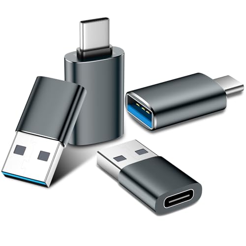 Temdan USB to USB C Adapter for iPhone 16 Charger 4 Pack,USBC Female to A Male OTG Type C Converter for Apple Watch Ultra iWatch 7 8 9 10,iPhone 16 15 14 13 Plus Pro Max,AirPods,OTG Adapter-Gray