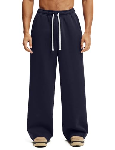 Image of HeSaYep Men's Baggy Sweatpants Cotton Fleece Wide Leg Sweat Pants