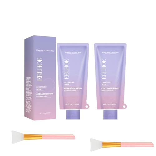 Mascarilla De ColáGeno Peel-Off Nocturna, Mascarilla Facial De ColáGeno Con Cepillo Para Mujeres, Mascarilla Facial Peel-Off De ColáGeno Para Mejorar La Elasticidad De La Piel (2pcs)