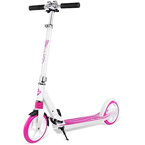 BELEEV Scooters for Kids, Foldable Kick Scooter 2 Wheel, Large 200mm Wheels Sport Commuter Scooters for Adults Teens, Pink, One Size Cover