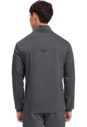 Cherokee Scrub Jacket Men's Zip Front Jacket with 5 Pockets, Bungee Loop, Rib-Knit Cuffs, Soft 2-Way Stretch Fabric - WW320