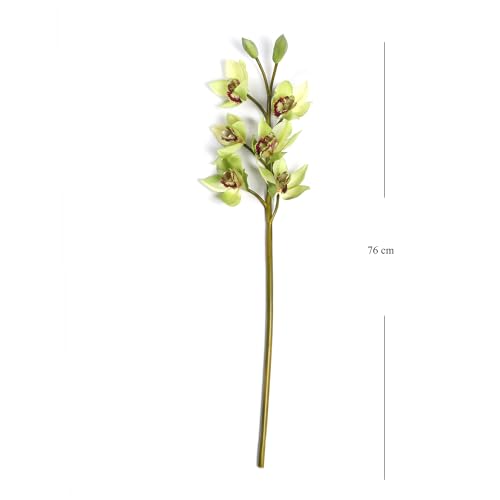Image of PURE HOME + LIVING Green Faux Boat Orchid Spray Blossom Artificial Orchid Flowers with Pot for The Home, Garden, Office Artificial Blossom Flowers(Height-76cm) Pack of 1