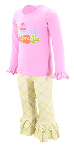 Image of Unique Baby 2 Piece Girls Double Ruffle Leggings and Long Sleeve Shirt Clothes Set Kid and Toddler Girl Outfit