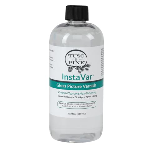 Tusc & Pine InstaVar Gloss Picture Varnish - Archival Quality Varnish for Oil Alkyd and Acrylic Artists - 16.9oz Bottle