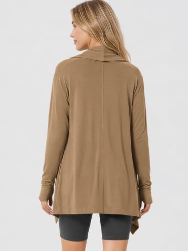 Image of ODODOS Women's Drape Open Front Cardigans Cozy Soft Long Sleeve Casual Wrap Outerwear with Pockets Thumb Hole